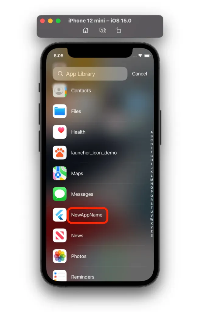 app name in flutter for ios