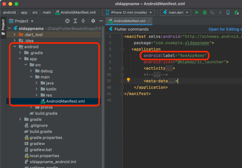 Flutter Change App Name for android