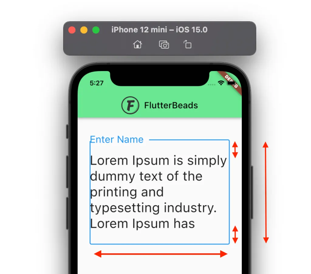 set height and width of textfield in flutter